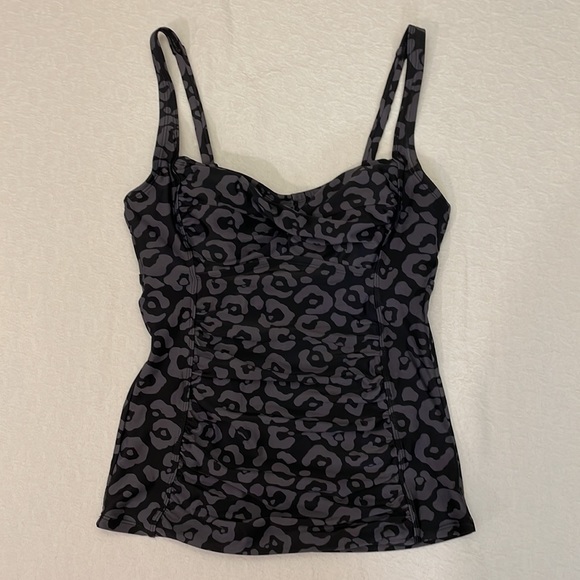 Merona Swimsuit Top Black Gray Leopard Print Great Condition Size Medium - Picture 1 of 6